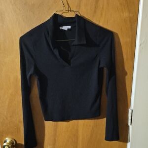 Caution To The Wind Black V-Neck Crop Top